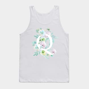 Botanical alphabet Q green and purple flowers Tank Top